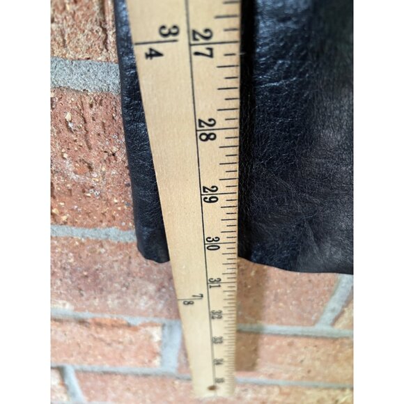 Express Black Leather Flared Motorcycle Pants Genuine Leather Nylon Womens - Picture 8 of 12